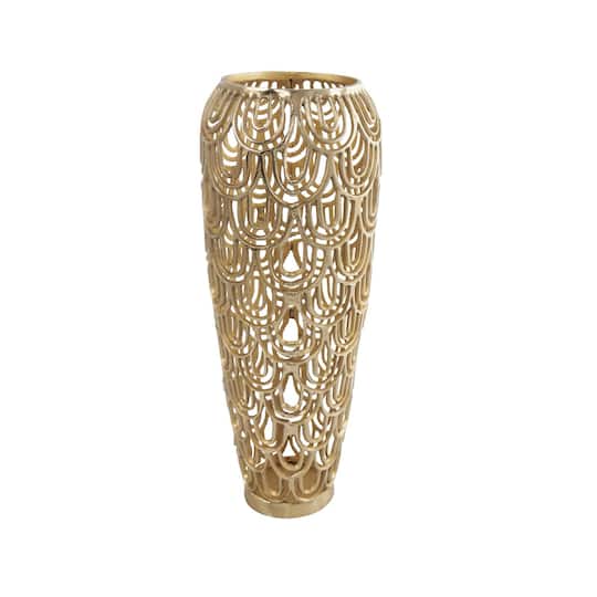25" Gold Aluminum Metal Arched Vase